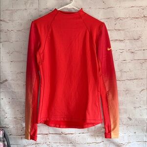 Nike Pro Hyper Warm Thumb Hole Mock Neck Long Sleeve Shirt M top ombré pullover